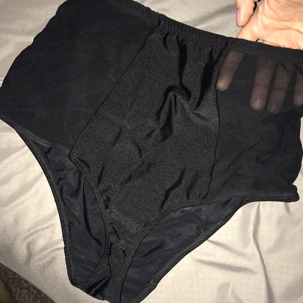 AmApp High Waisted Mesh Panel Bikini Bottom